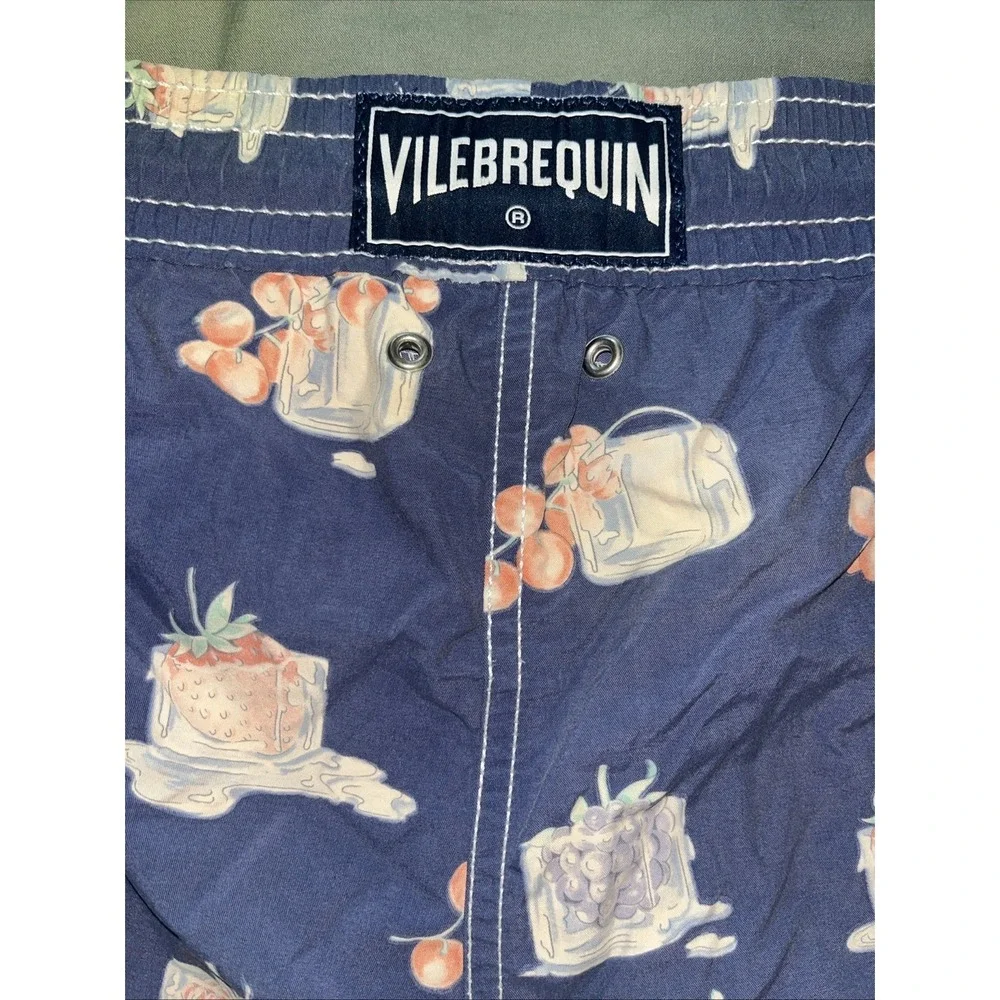 Vilebrequin Mens Size XL Blue Frozen Fruit Ice Swim Trunks Lined